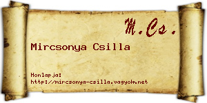 Mircsonya Csilla névjegykártya